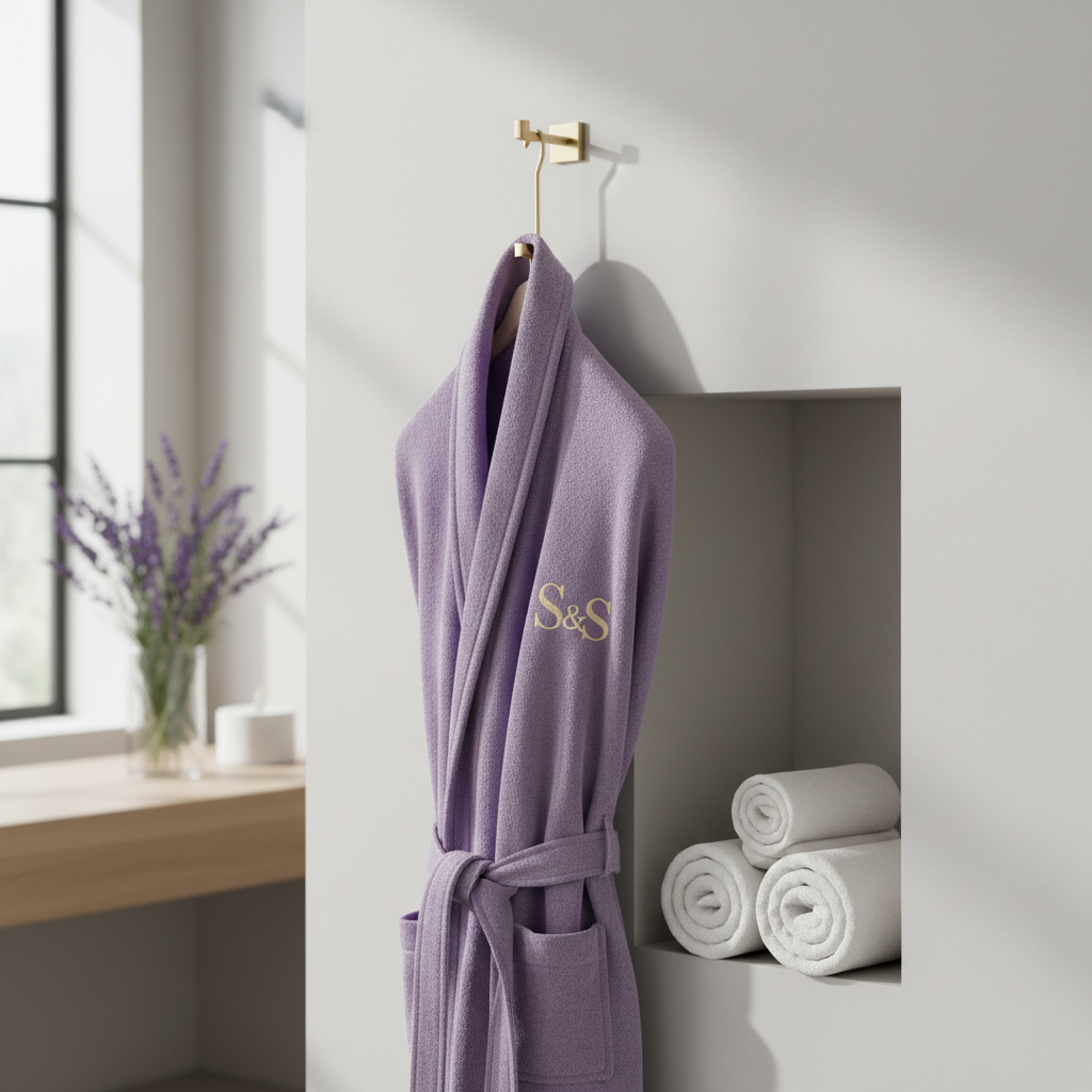 Lavender Bamboo Spa Robe with S&S Logo