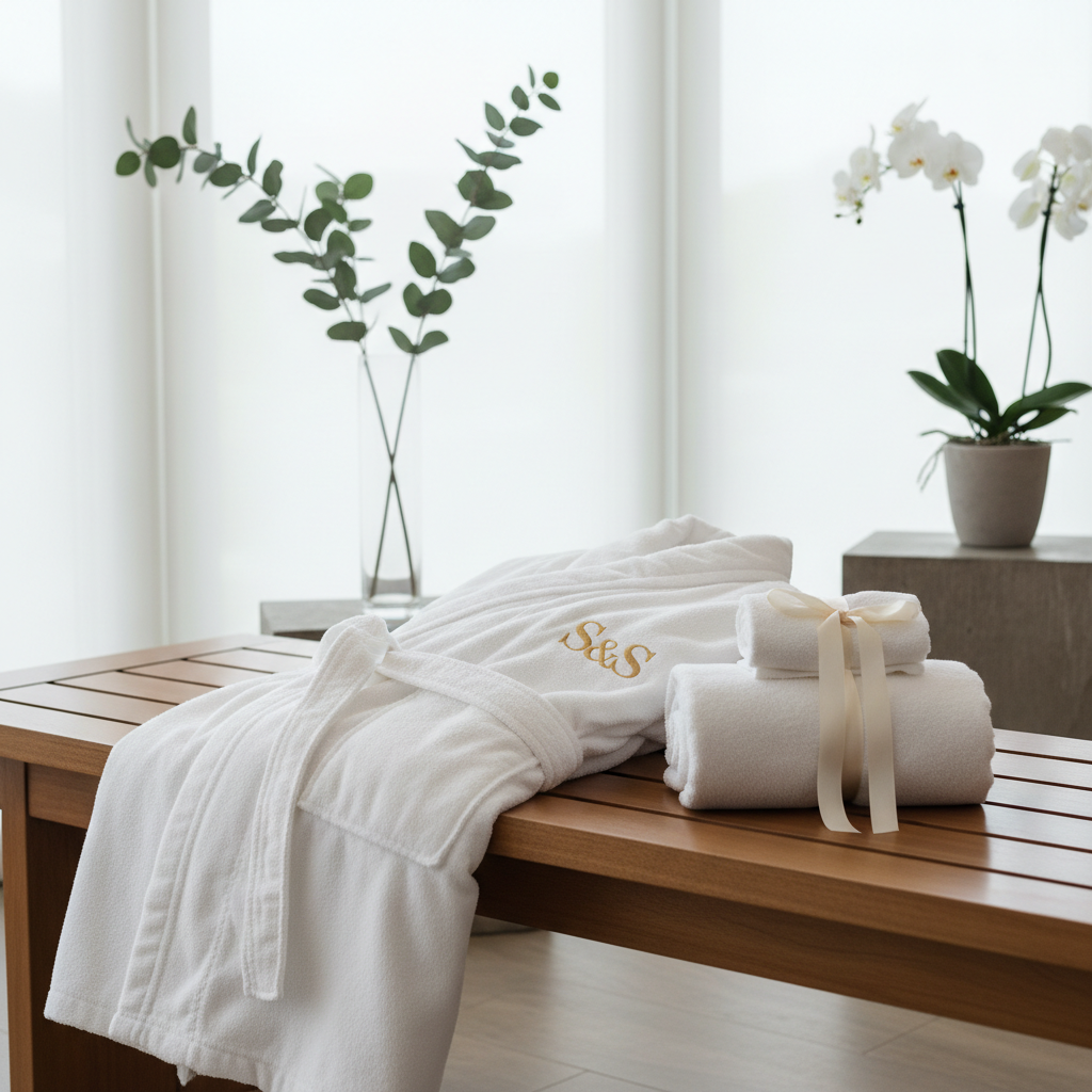 White Plush Spa Robe with S&S Logo